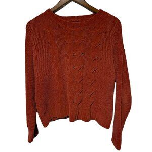 American Eagle Women's Orange Cable Knit Sweater Size Small